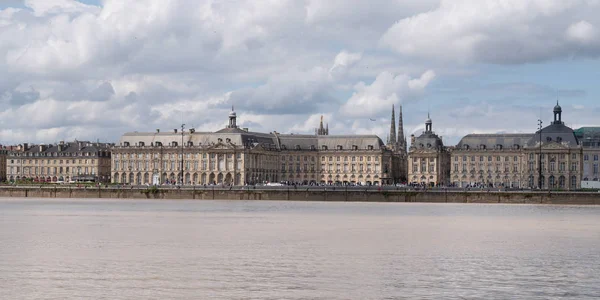Bordeaux Żyronda Francja 2019 Palais Bourse Garonne River Banner Szablonu — Zdjęcie stockowe
