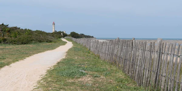 Spazierweg Allee Blick Auf Baleines Leuchtturm Ile France Web Banner — Stockfoto
