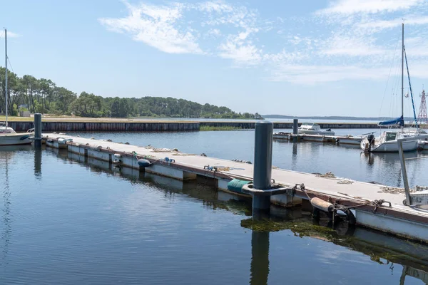 Boat Pontoon Port Lacanau Lake Harbor Gironde France — Stock Photo, Image