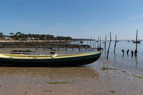 Austernfarm Boot Becken Arcachon Bucht Frankreich Canon Strand — Stockfoto