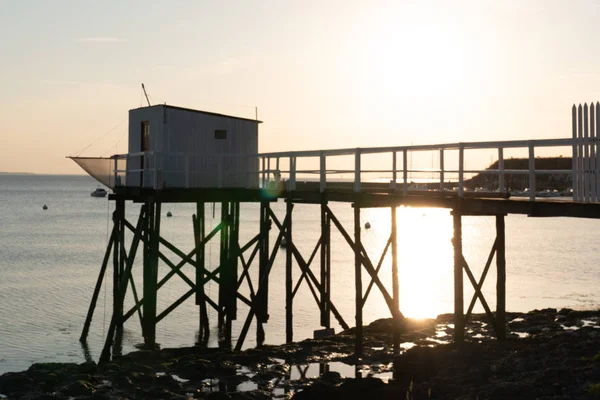 Carretas Pesca Oeste França Fouras Praia Pôr Sol — Fotografia de Stock