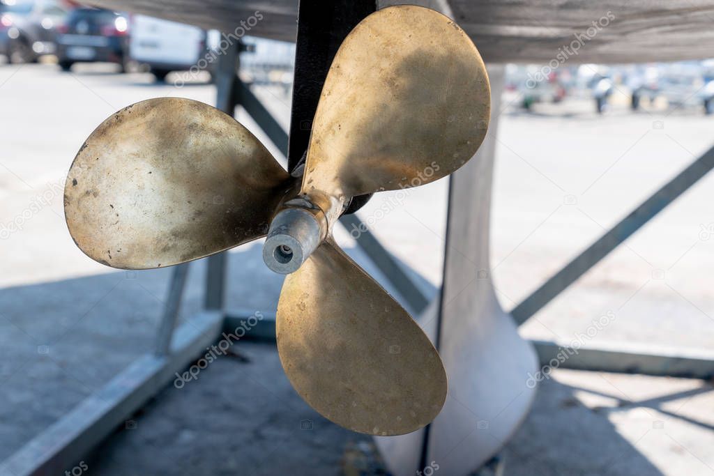 bronze boat propeller ship propulsion detail