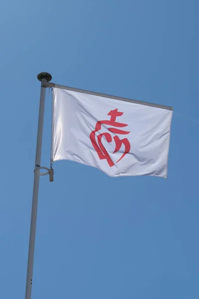 Drapeau Rouge Blanc Département Vendee Région Pays Loire Dans Centre — Photo