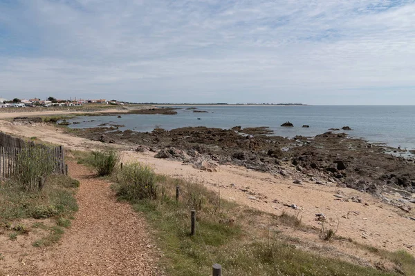 foot path walk to sand beach in Ile de Noirmoutier in Vendee France