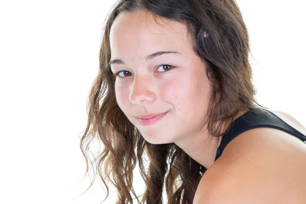 Retrato Sonriente Chica Joven Adolescente Primer Plano — Foto de Stock