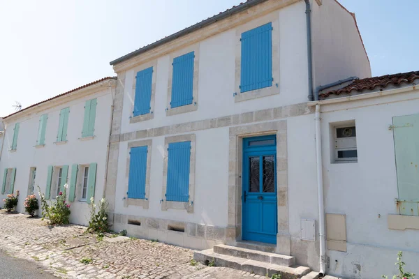 Ancienne Maison Mur Blanc Volets Couleurs Ile Aix Île France — Photo