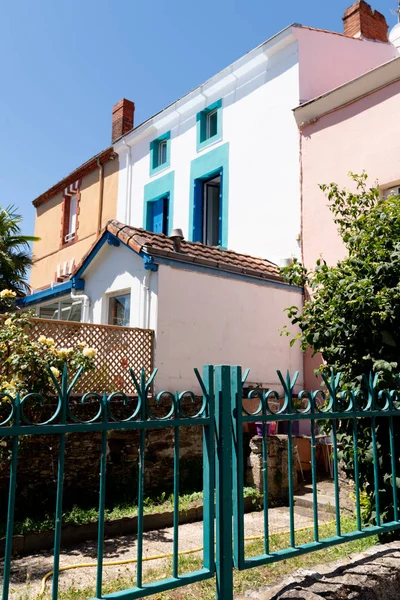 Street Garden View Trentemoult Colorful Houses France — Stock Photo, Image