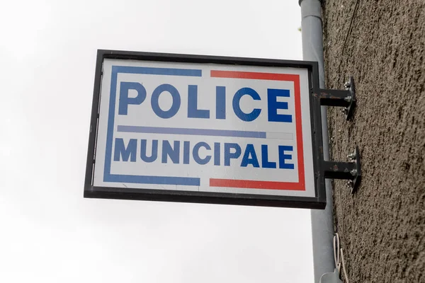 Вулична Поліція Municipale Означає Французькій Міській Поліції Знак Місцевої Поліції — стокове фото