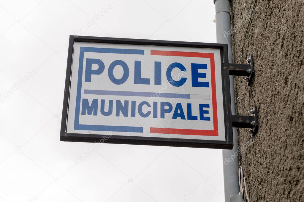 street police municipale means in french Municipal police sign of local police of town and city in France
