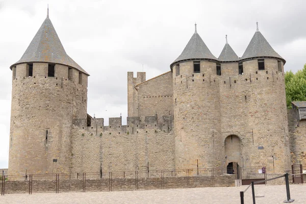 Cetatea Exterioară Castel Carcassonne Aude Franța — Fotografie, imagine de stoc