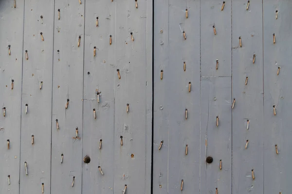 Tablones Madera Fondo Gris Blanco Envejecido Con Clavos Vista Superior — Foto de Stock