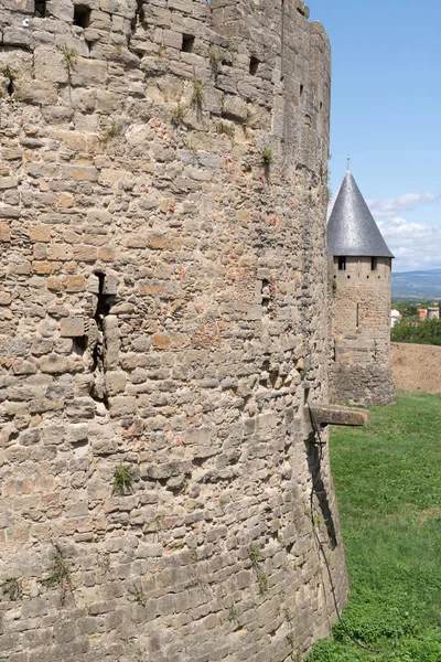 Parede Livre Detalhe Fortaleza Carcassonne França — Fotografia de Stock