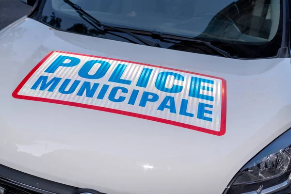 Car Police Municipale Means French Municipal Police Vehicle — Stock Photo, Image