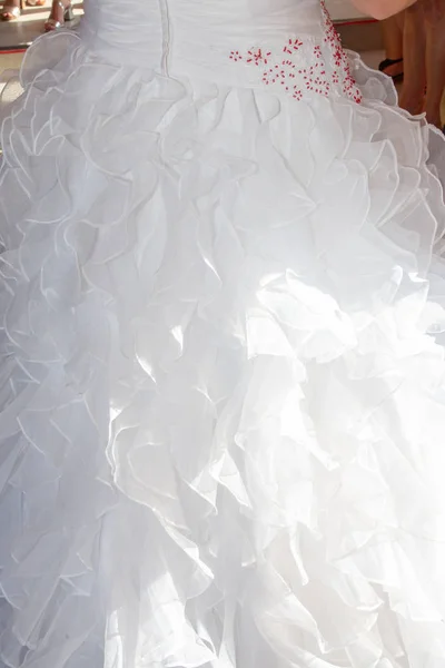Detalles Boda Vestido Novia Blanco Por Detrás — Foto de Stock