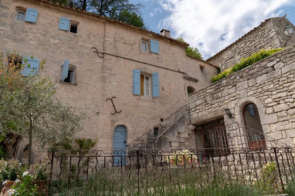 Old House Medieval Blue Shutter Ancient Village Luberon Lacoste France — Stock Photo, Image