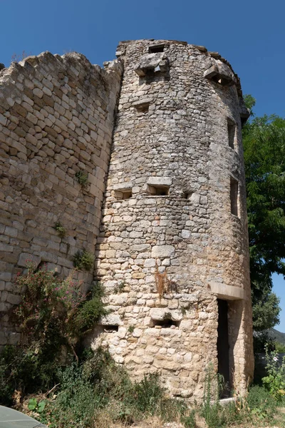 Старая Каменная Средневековая Башня Скале Деревни Оппод Вьё Любероне Франция — стоковое фото