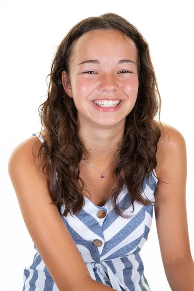 Jovem Feliz Sorrindo Menina Adolescente Com Dentes Brancos Sorriso Rir — Fotografia de Stock