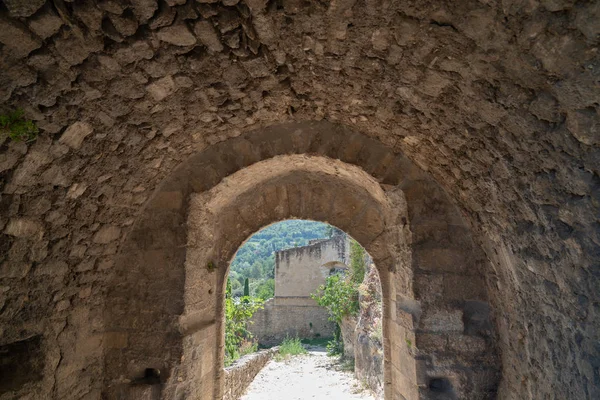 Medeltida Arch Stone Alley Byn Menerbes Luberon Provence Frankrike — Stockfoto