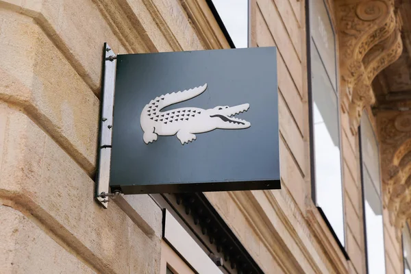 Bordeaux Aquitaine France 2019 Lacoste Sign Store Famous French Chain — Stock Photo, Image