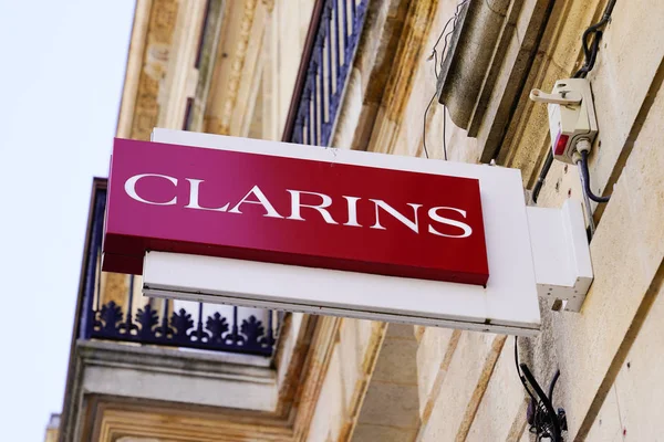 Bordeaux Aquitaine France 2019 Store Logo Clarins Shop Sign — Stock Photo, Image