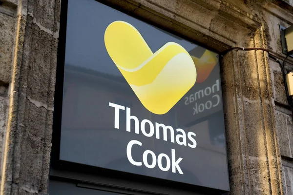 Burdeos Aquitania Francia 2019 Thomas Cook Tienda Signo Tienda Agencias — Foto de Stock