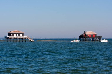 Balıkçılar Fransa 'da Arcachon havzasının barakalarında barakalara ev sahipliği yapıyor.