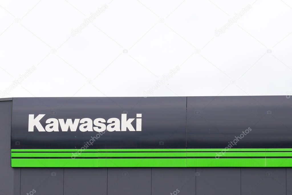Bordeaux , Aquitaine / France - 10 02 2019 : sign store Kawasaki brand logo shop dealership
