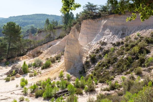 Lanskap Karakteristik Batuan Oker Taman Alam Desa Luberon Roussillon Rustrel — Stok Foto