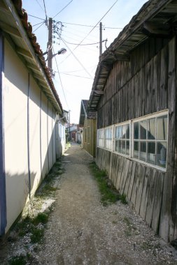 Arcachon havzası balıkçıları Fransa 'nın Kaptan Ferret kulübesinde.
