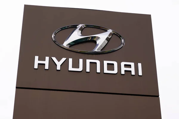 Burdeos Aquitania Francia 2019 Hyundai Firma Logotipo Tienda Construcción Concesionarios — Foto de Stock