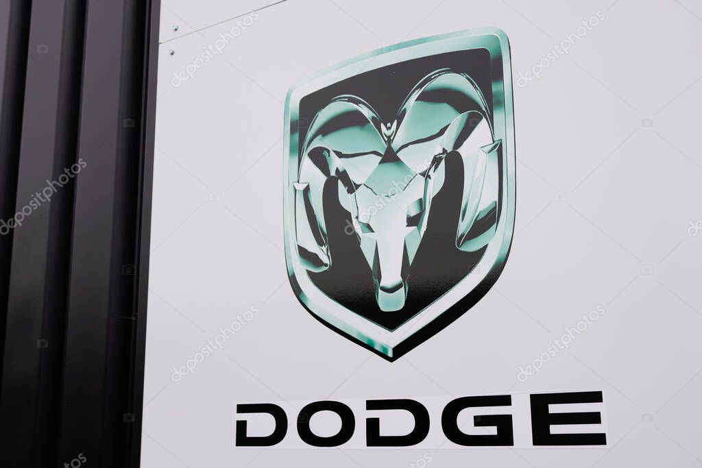 Bordeaux , Aquitaine / France - 10 14 2019 : Official dealership sign Dodge logo store