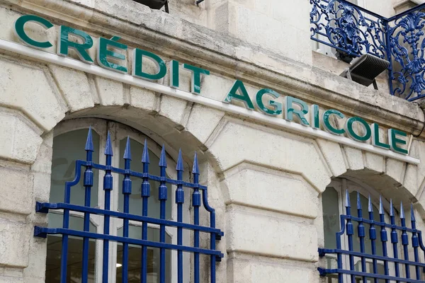 Burdeos Aquitania Francia 2019 Credit Agricole Sign Logo Office Bank — Foto de Stock
