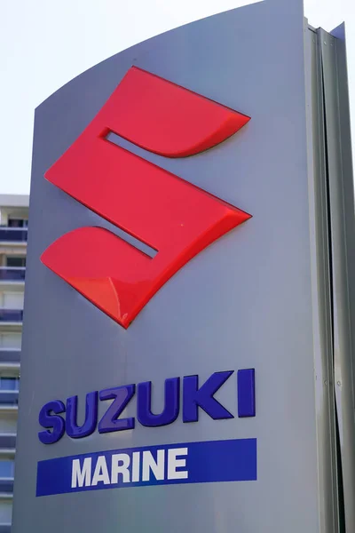 Bordeaux Aquitanien Frankreich 2020 Suzuki Schiffsmotor Logo Des Autohauses Mit — Stockfoto
