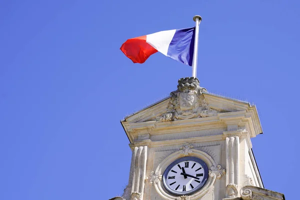 Bandeira Francesa Câmara Municipal Histórica Cidade Arcachon França — Fotografia de Stock