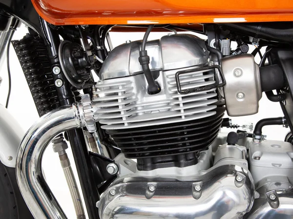 Motorcykel Twin Motor Vintage Kraftfull Motorcykel Detalj — Stockfoto