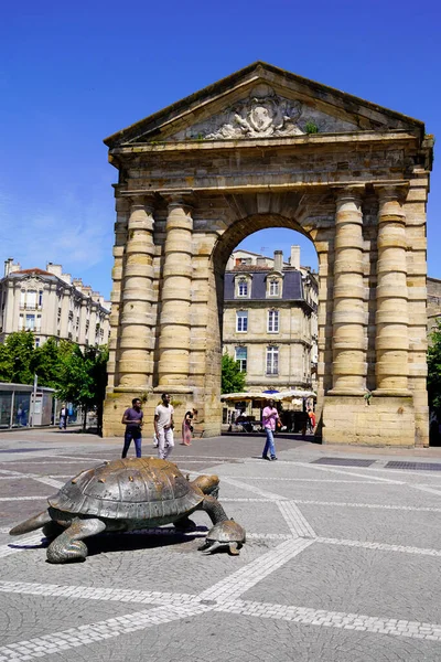 Bordeaux Aquitaine Francie 2020 Vítězné Náměstí Obloukem Porte Aquitaine Náměstí — Stock fotografie