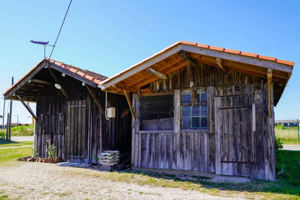 Fransız Eski Ahşap Istiridye Kulübesi Gujan Mestras Fransa — Stok fotoğraf