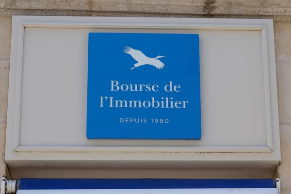 Burdeos Aquitania Francia 2020 Bourse Immobilier Signo Texto Con Logo — Foto de Stock