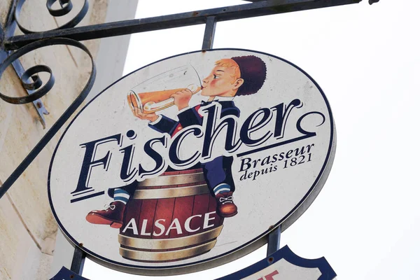 Burdeos Aquitania Francia 2020 Fischer Beer Brewery Restaurante Sign Logo — Foto de Stock