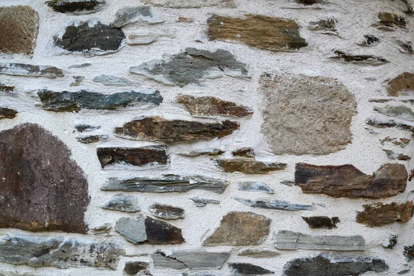 Stenen Muur Textuur Achtergrond Grijs Gerestaureerde Stenen Gevel Van Stenen — Stockfoto