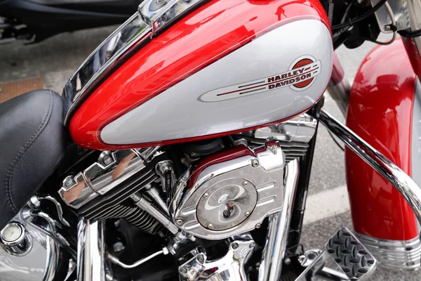 Bordeaux Aquitaine France 2020 Logotipo Harley Davidson Tanque Vermelho Cinza — Fotografia de Stock