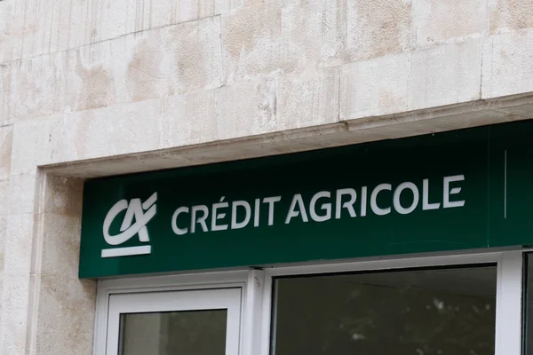 Burdeos Aquitania Francia 2020 Credit Agricole Sign Text Logo French — Foto de Stock