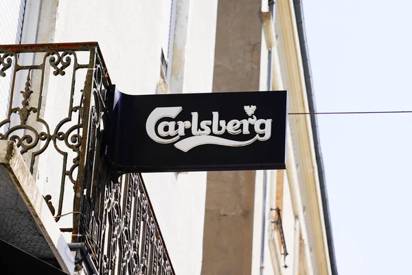 Бордо Аквитания Франция 2020 Carlsberg Text Sign Logo Beer Front — стоковое фото