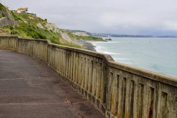 Доступ Пляжу Basque Coast Beach Биарбеке Пьяхес Атлантическом Франке — стоковое фото