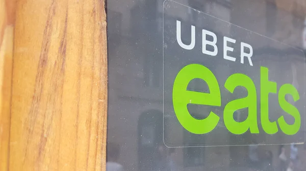 Bordeaux Aquitaine France 2020 Uber Syö Kyltin Tekstin Logon Ravintolan — kuvapankkivalokuva