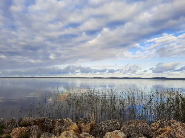 Plage Naturelle Avec Eau Bleue Sur Lac Biscarrosse Landes France — Photo