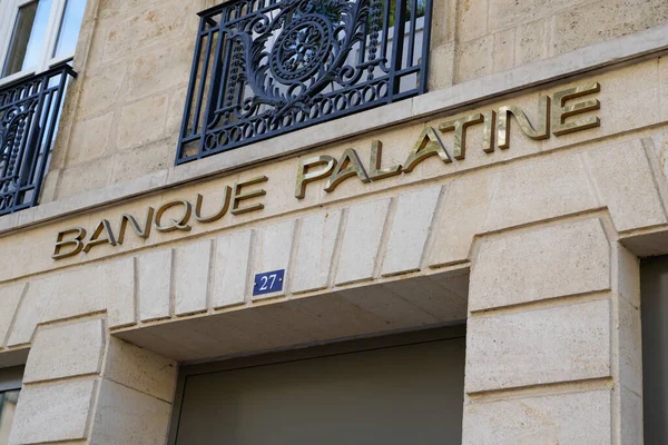 Burdeos Aquitania Francia 2020 Banque Palatine Logo Sign French Bank — Foto de Stock