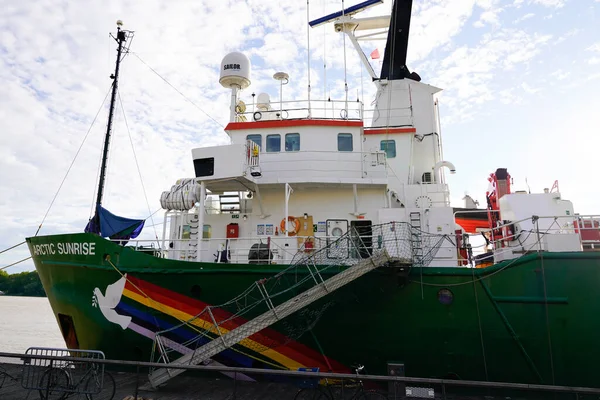 Bordeaux Aquitaine Fransa 2020 Greenpeace Yeşil Tekne Logosu Arctic Sunrise — Stok fotoğraf