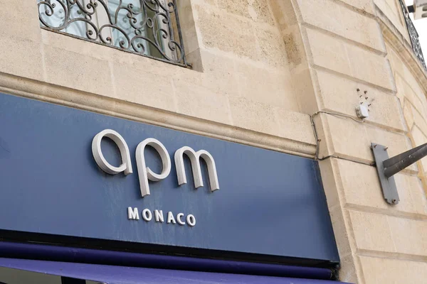 Бордо Аквитания Франция 2020 Apm Monaco Logo Text Sign Front — стоковое фото