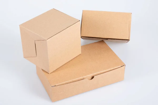 Cardboard Boxes Many White Background — Stock Photo, Image
